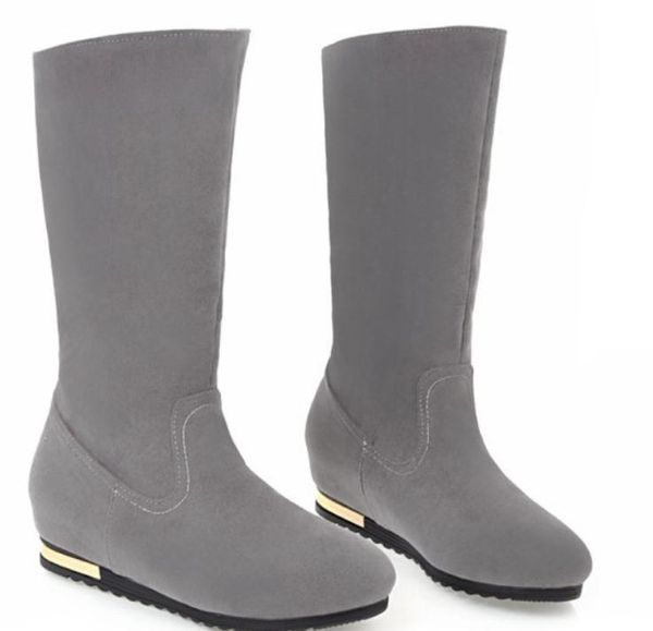 

2019 suede women's boots in winter with new style slope heel round head keep warm non-slip mama boots, Black