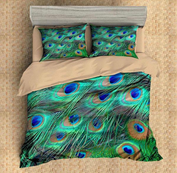2019 New Peacock Feather 3d Printing Bedding Set Queen King Size