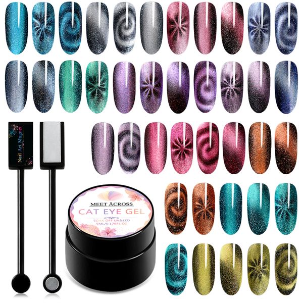 

5d cat eyes nail gel meteorite shiny holographic cat eye gel polish magnetic starry sky laser uv lacquers soak off nail art, Red;pink