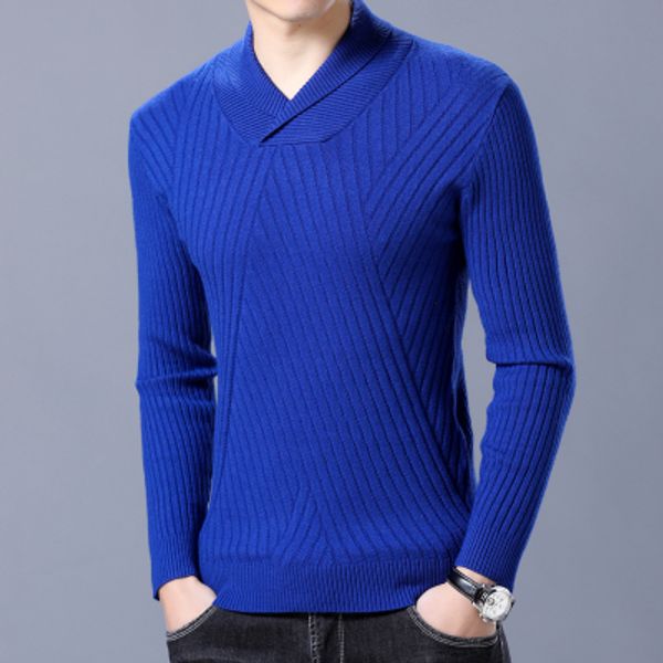 

autumn mens sweaters cotton knitted royal blue black color brand clothing for man's slim fit knitwear male wear pullovers, White;black