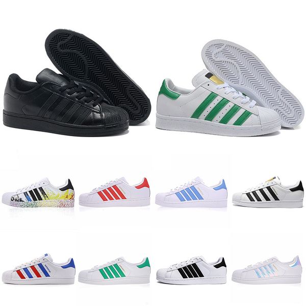 

youth popular superstar casual sneakers shoes triple black green color spray paint blue desing on foot hiking shoes for mens women 36-45