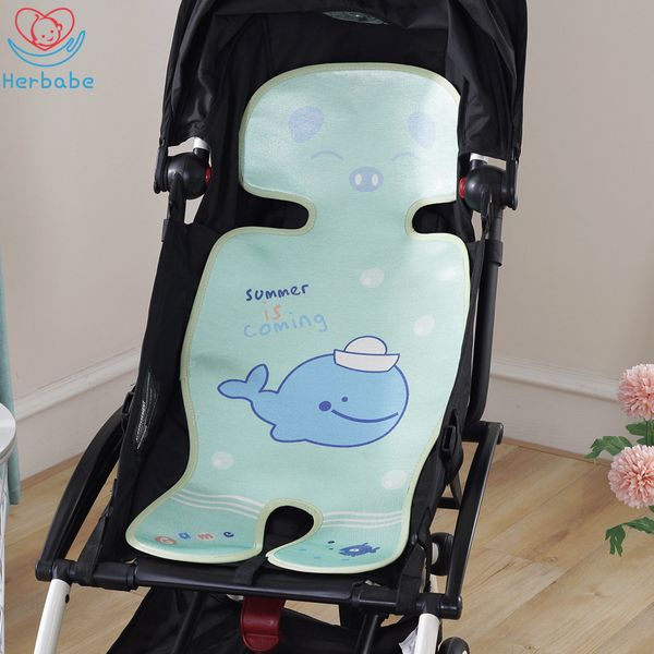

herbabe summer baby stroller accessories ice silk cartoon printed changing pad car seat cushion carriages pram buggy general mat