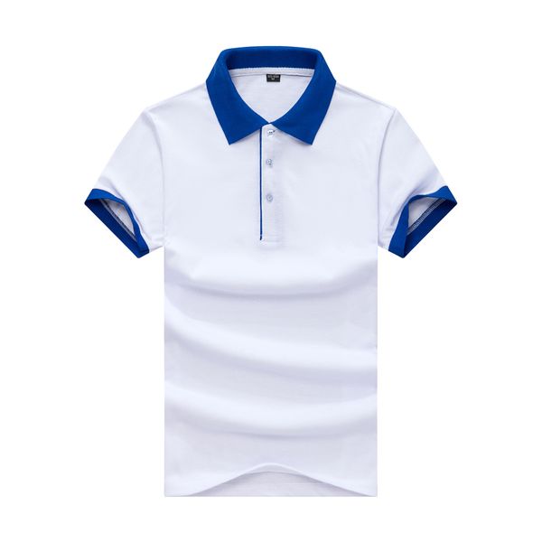 

comfortable beaded contrast lapels slim polo summer men white spelling blue sleeve t-shirt jh-016-025, Black