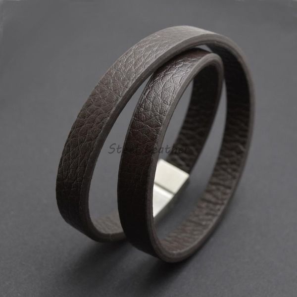 

charm bracelets 5pcs/lot engrave logo stainless steel jewelry male brown leather bracelet men braided multilayer fashion punk sa, Golden;silver