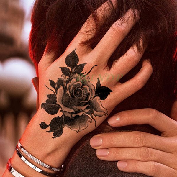 Impermeable Tatuaje Temporal Pegatinas Flor Rosa Planta Mano Brazo
