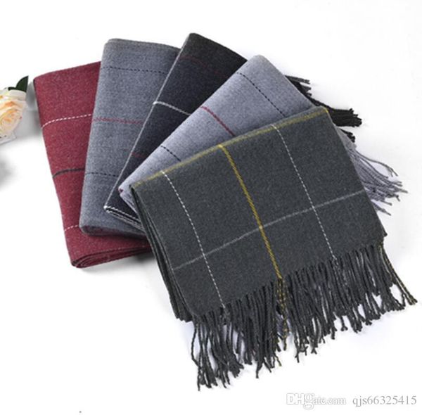 

autumn and winter 2019 thick korean plaid cashmere scarf warm two-sided versatile scarf plaid shawl dual purpose china wholesale delive, Blue;gray