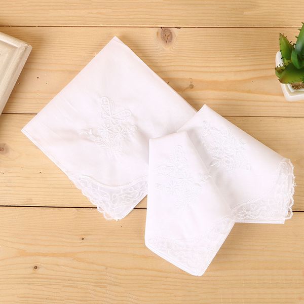 

12pcs 28cm*28cm ms cotton small handkerchief embroidery lace handkerchief, Blue;purple