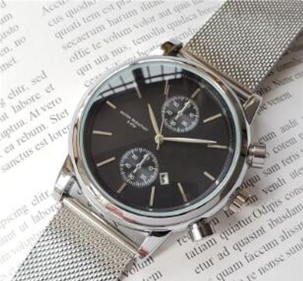 

sale city dweller new boss men 43mm business watches auto date quartz steel mesh belt wristwatches waterproof luxury mens watch orologio, Slivery;brown