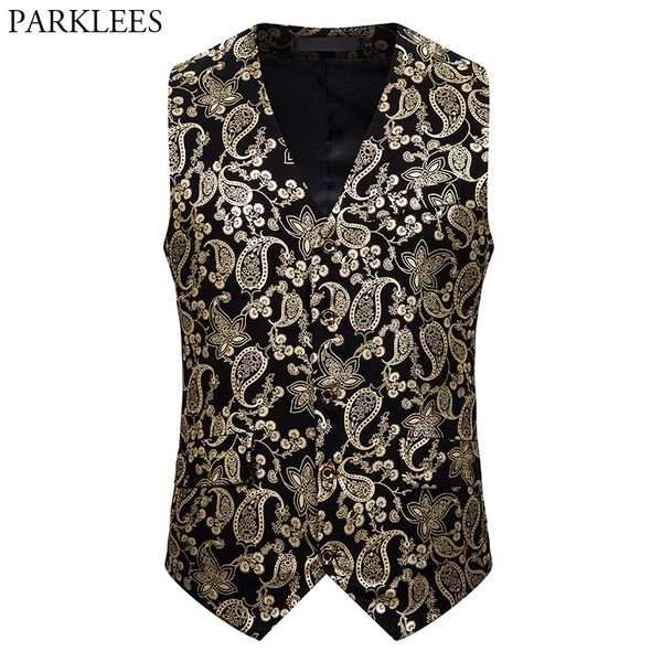 

sleevelesspaisley dress vest men 2020 wedding groom slim fit mens tuxedo vests waistcoat single breasted party prom, Black;white