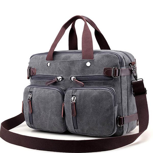

men canvas bag leather briefcase travel suitcase messenger shoulder tote handbag big casual business male lappocket xa162zc