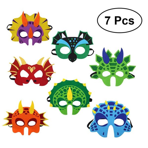 

7pcs dinosaur party masks cute animal decorative party favors face mask for themed masquerade halloween kids