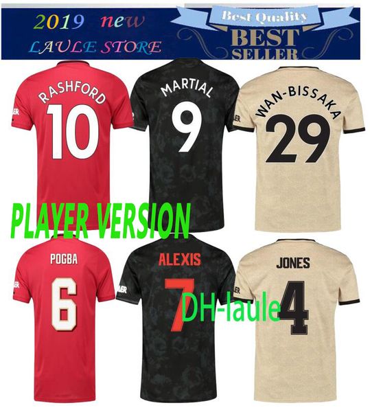

pogba player version soccer jersey 2019 2020 lingard rashford football shirt united utd 18 19 20 uniforms matic man jerseys manchester, Black