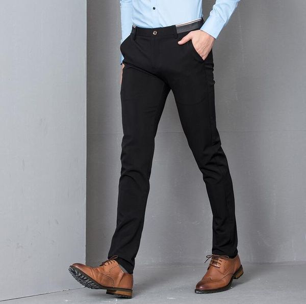 Schwarz Stretch Dünne Kleid Hosen Männer Party Büro Formale Herren Anzug Bleistift Hose Business Slim Fit Casual Männliche Hose2368