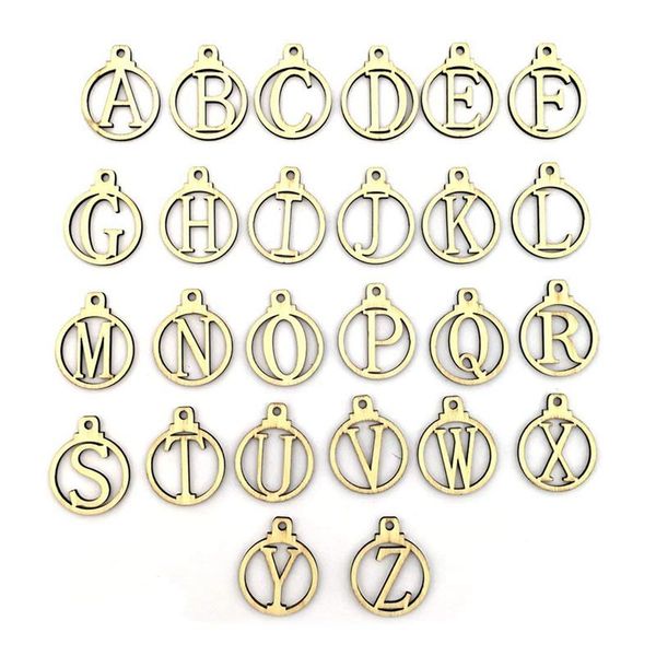 

wooden a-z name surname 26 letter round tag gift box label tag cards wedding christmas favor label festival diy decor