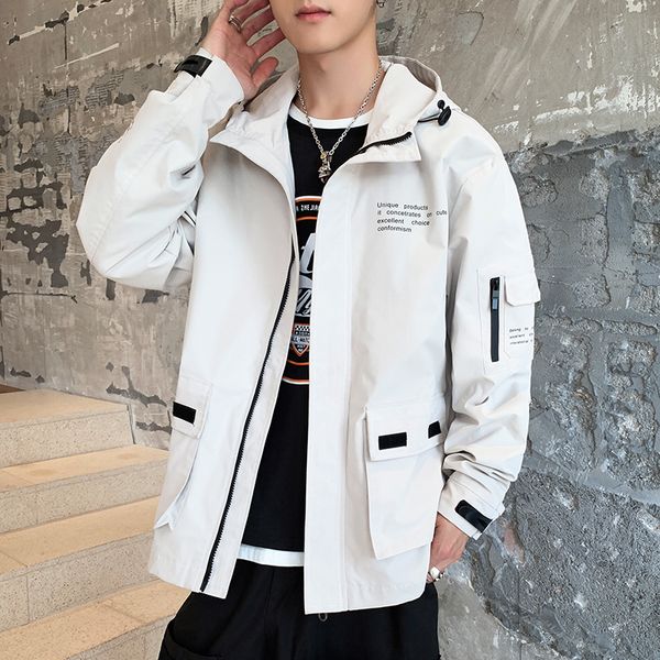 

2019 new jacket men spring autumn casual solid zipper bomber jackets streetwear overcoat baseball mens thin pilot hooded jacket, Black;brown
