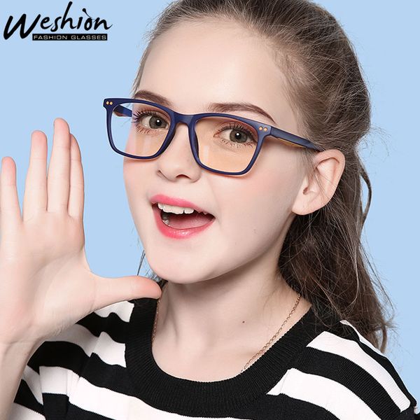 

boys girls anti-blue light glasses square prescription eyeglasses tr90 double color optical frame myopic lenses 7-12 years old, White;black