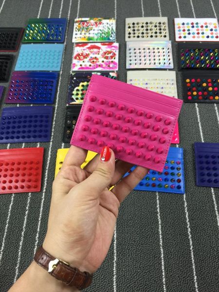 

whit box заклепки прилив бренд визитная карточка сумка держатель для мужчин женщин тот же пункт натуральная кожа бумажник карты пакет, Brown;gray