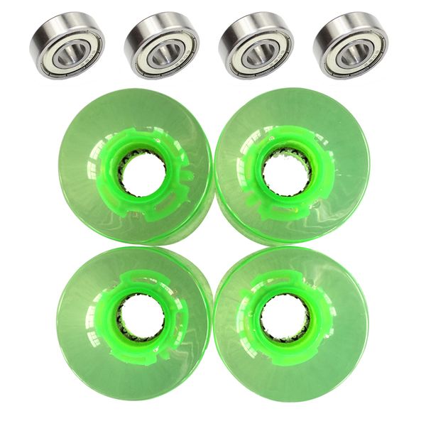 

4pcs/set wear resistant fish board gift pu led skateboard cruiser wheels transparent with bearing mini light up durable roller