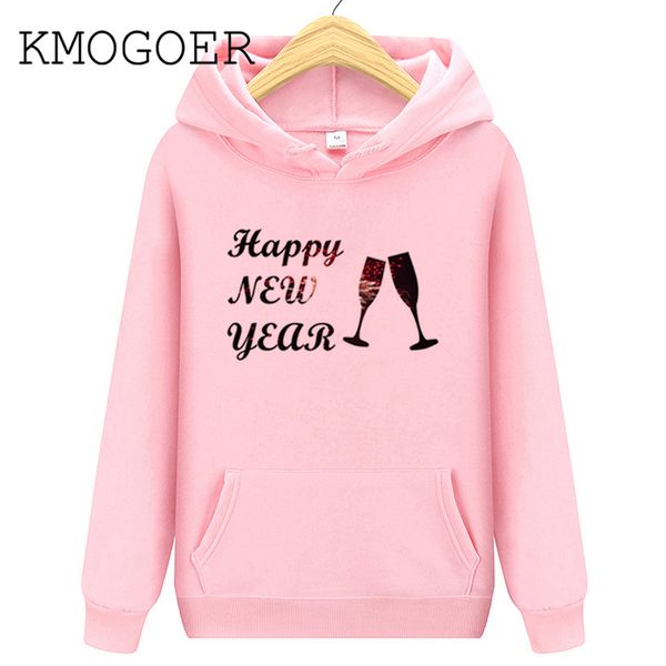 

merry christmas new year printed women long sleeve casual hoodies female harajuku girl streetwear hooded femme clothes, Black