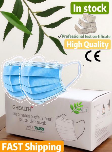 

in stock 50 pcs ce approved disposable 3 ply face mask anti-dust blocking air pollution face mask fast delivery