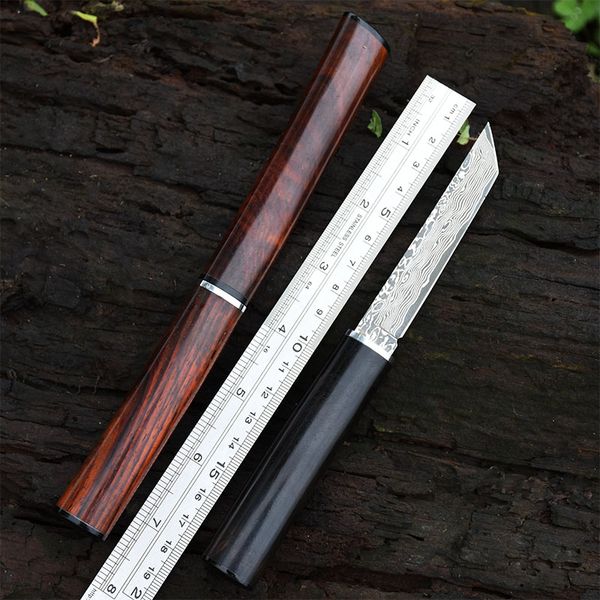 

Japanese samurai sword VG10 Damascus steel blade wood handle fixed blade with wood sheath outdoor hunting knives