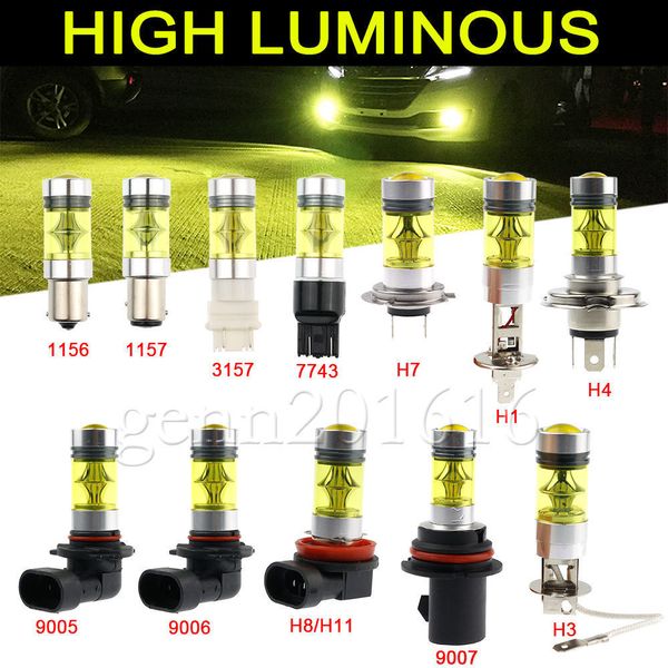 

2x car fog light h1 h3 h7 h8 h11 9006 1156 1157 7440 hb4 100w led12v for drl turn signal tail bulb reversing lamp brake light