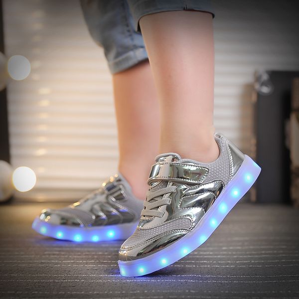 

светодиодные мигающие мальчики обувь дети кроссовки boygirl светодиодные ботинки партии светящиеся светящиеся сетки силы скейтбординг кроссо, Black