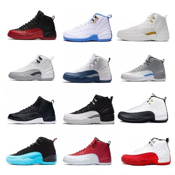 

12 12s basketball shoes men winterized wntr gym red flu game royal blue college white the master man sports sneakers size 7-13