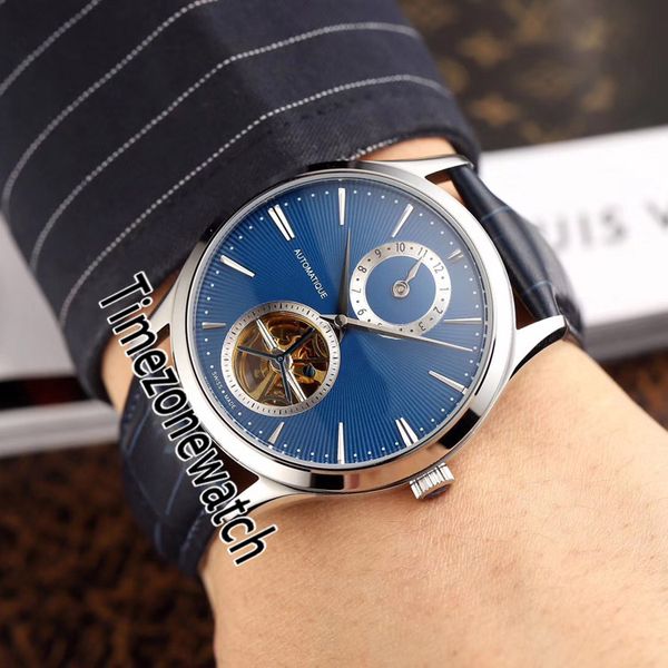 

master ultra thin moon q13234e1 tourbillon automatic mens watch steel case blue texture dial stick markers blue leather timezonewatch e59a1, Slivery;brown