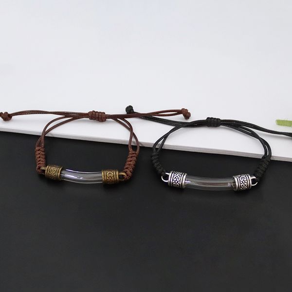 

2pcs 8mm glass vial pendant bracelet name on rice rrt write on rice jewelry charm bracelet for women, Golden;silver