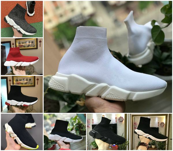 

2020 новый париж скорость тренеры knit носок обуви оригинал роскошная мужская женская кроссовки дешевые high quality top 17 fw повседневная, Black