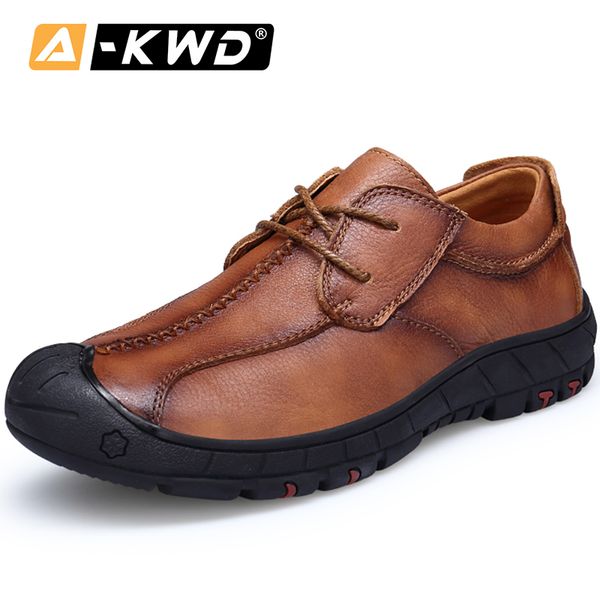 

new fashion brown khaki mens leather sneakers mokasyny meskie leather boat shoes outdoor casual lace-up men loafers, Black