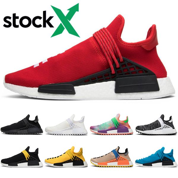 

новый фондовый x nmd фаррелл уильямс человеческая раса hu кроссовки мужчины женщины ботаник черный пустой холст oreo мужские тренеры спортив, White;red