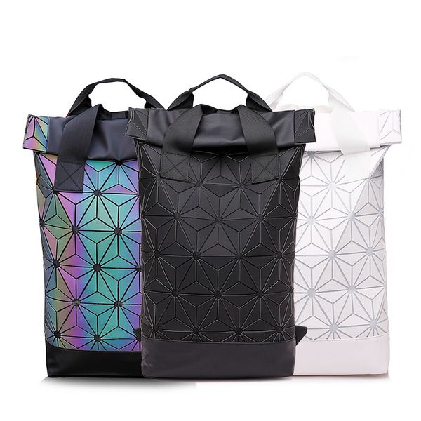 

светящегося рюкзак алмазного lattice сумка мужчина путешествие ноутбук рюкзаки геометрический женщина мешок школа девочка-подросток серебрис