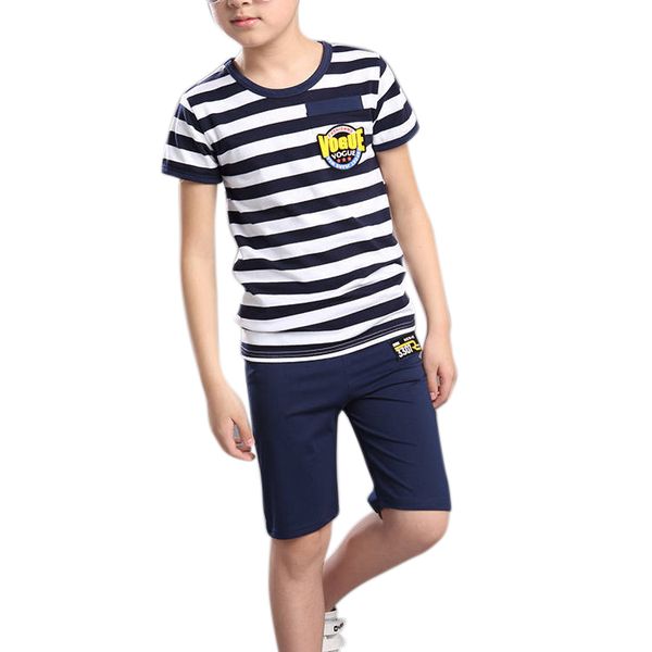 

summer kids boys girls с коротким рукавом в полоску с принтом топы блузка футболка + шорты дети повседневные комплекты одежды, White