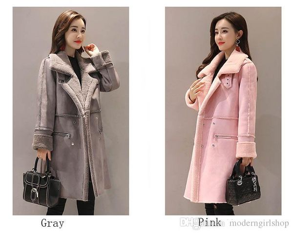 

2019 winter new women's korean version of the loose thick cotton jacket in the long paragraph lamb fur coat deer skin cotton, Black