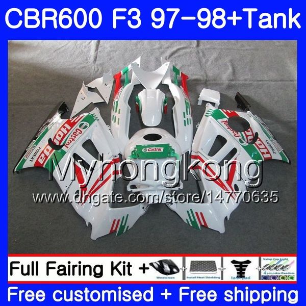 + Serbatoio per HONDA CBR600FS CBR600RR CBR600 F3 1997 1998 Corpi 290HM.74 CBR 600 F3 FS CBR 600F3 97 98 CBR600F3 Castrol verde rosso 97 98 Carenatura