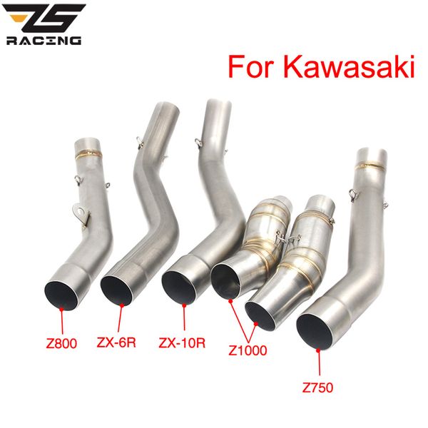 

zs racing motorcycle exhaust muffler middle pipe link pipe for z750 z800 z1000 zx6r zx-6r zx10r zx-10r slip-on