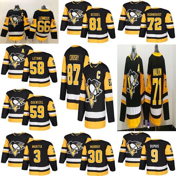 

pittsburgh penguins 87 sidney crosby 71 evgeni malkin 58 kris letang 66 hagelin lemieux 30 murray 59 guentzel hockey jerseys, Black;red