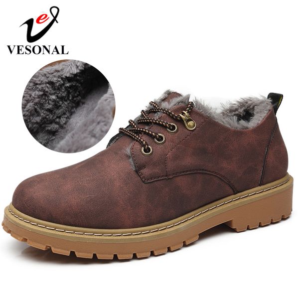 

vesonal brand winter ankle boots for male warm short plush casual snow boots men shoes footwear walking shoes sneakers men, Black
