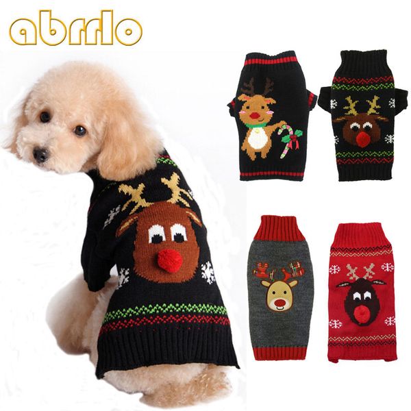 

abrrlo christmas dog clothes cute winter warm xmas elk sweater for small medium dogs pet jumper coat puppy clothing jersey perro