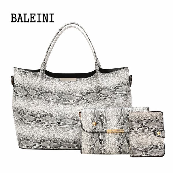 

three-piece luxury handbags women bags designer women leather handbag shoulder bag for snake print sac a ladies hand bags