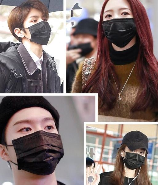 

dhl ship2020 black mask 1 black mask 1 pcs face mask thick 3 layer masks with earloops for salon home use comfortable