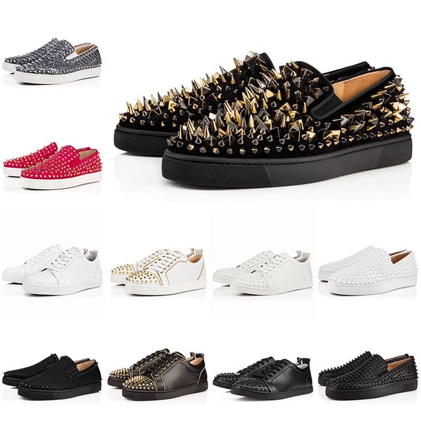 

luxury low help red bottoms shoes designer casual shoes prom party lovers genuine leather flat shoes youth popular black rivet mens women