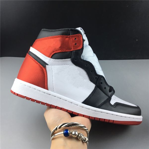 

new 1 og high satin wmns black toe men basketball shoes trainers sports orange black sneakers outdoor size 5.5-12