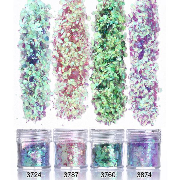 

1 set gradient colorful nail sequins glitter sets tips paillette flakies dust diy 3d nail art decoration kit 10ml, Silver;gold