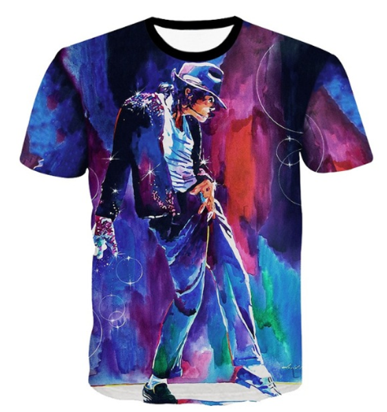 

new king of rock and roll michael jackson t shirt men women funny 3d print summer short sleeve o neck crewneck casual a82, White;black