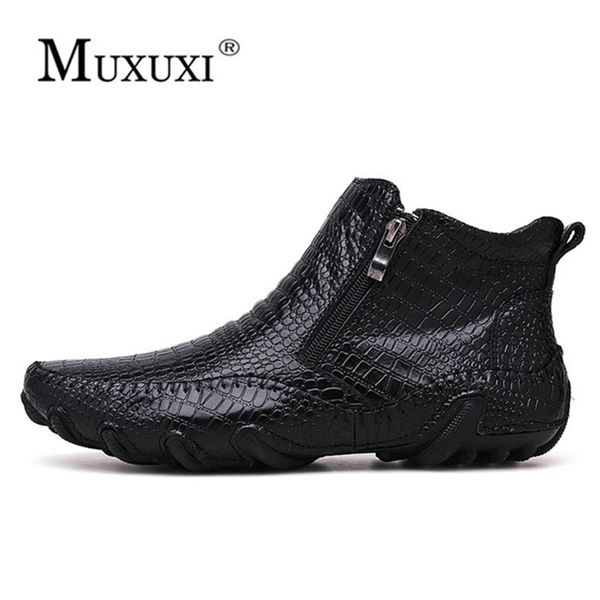 

2019 fashion quality leather men boots winter warm casual shoes men footwear zipper male ankle black boots big size 47 mx190819