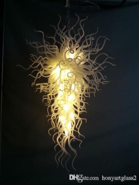

100% mouth blown borosilicate italian style white crystal led light residential light fixtures hand blown glass chandelier light