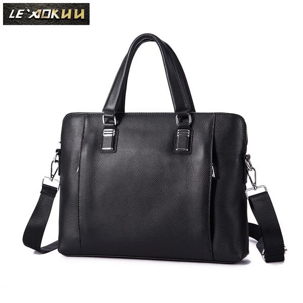 

men quality leather luxury office maletas business briefcase 15" lapcase attache portfolio bag maletin messenger bag 7217
